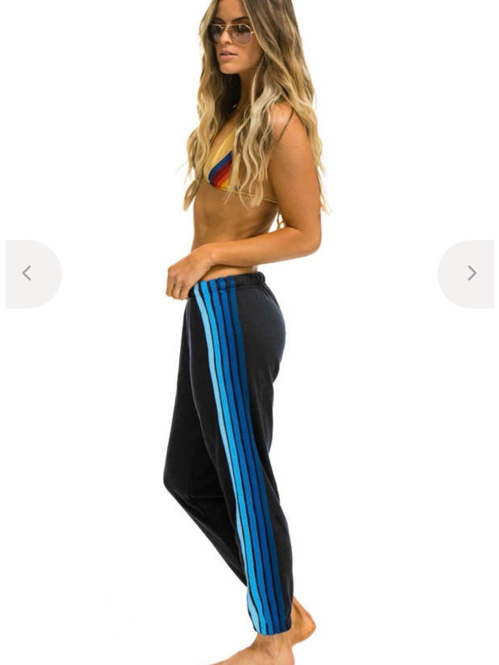 NWT Aviator Nation 5 Stripe Sweatpants Charcoal Blue Joggers Size Small defect